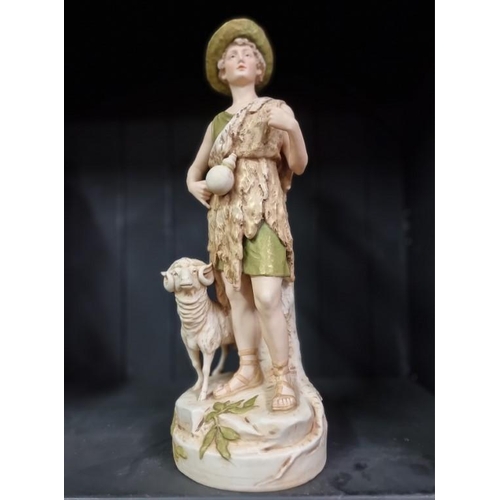 1376 - A large Royal Dux figure of a shepherd boy, No.2699, 45cm high.