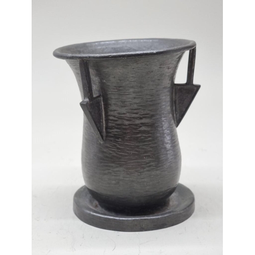 1484 - An unusual Liberty Tudric pewter three handled vase, No.0167, 13.5cm high.