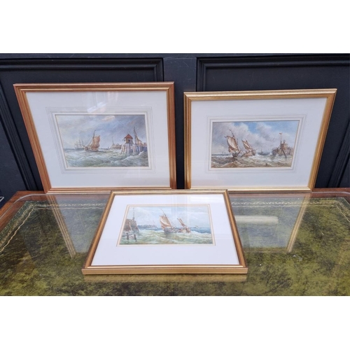 1363 - E A Swan, fishing boats off the coast, three works, each monogrammed, watercolour, largest 18 x 27.5... 