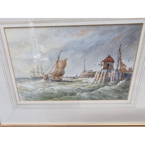 1363 - E A Swan, fishing boats off the coast, three works, each monogrammed, watercolour, largest 18 x 27.5... 