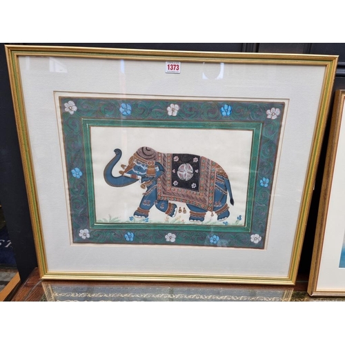 1373 - Indian School, an elephant, gouache, I.36.5 x 49.5cm; together with a Japanese wood block print... 