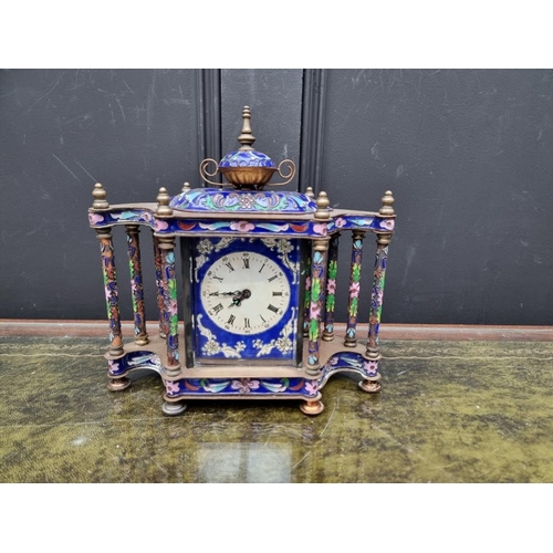 1392 - A cloisonne enamel timepiece, 23cm high.