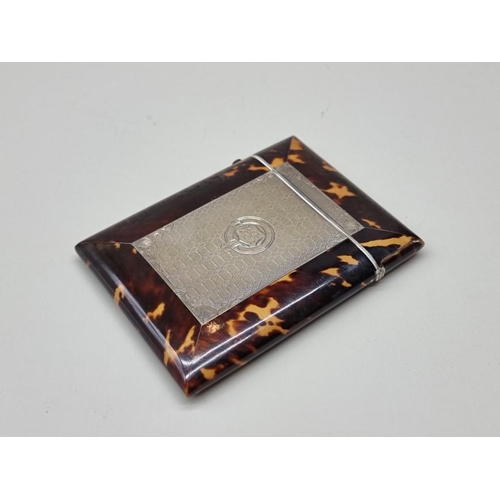 1594 - A Victorian tortoiseshell and silver mounted card case, 10.7 x 8cm; together with another 19th ... 