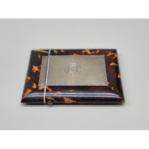 1594 - A Victorian tortoiseshell and silver mounted card case, 10.7 x 8cm; together with another 19th ... 