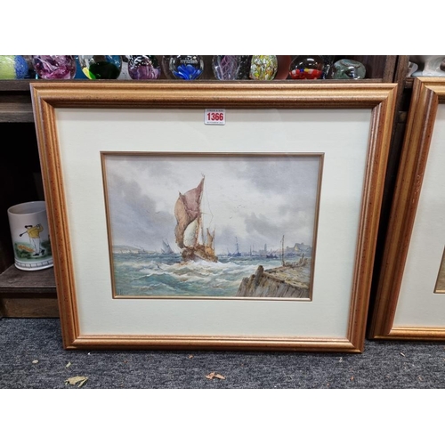 1366 - J. Hill, fishing boats off the coast, a pair, each signed, watercolour, 24.5 x 34cm. (2)... 