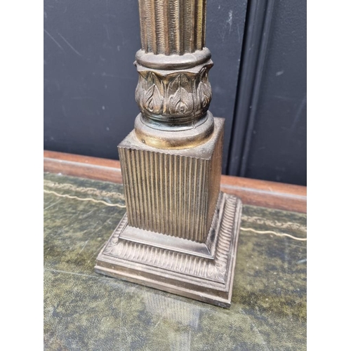 1454 - A gilt metal Corinthian column gilt table lamp, height excluding fitting 48cm. ... 