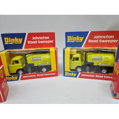 104 - Dinky: six vintage Dinky vehicles, to include 'Johnston Road Sweeper' No.449 (x2); and a BMW 53... 