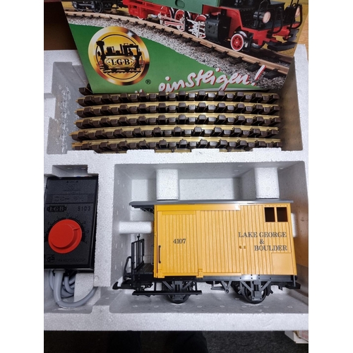 131 - Lehmann: 'Fantasy', a boxed G-scale electric train set; together with five carriages and wagons, all... 