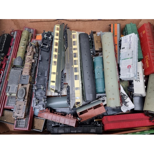 155 - Hornby Dublo: a large quantity in two boxes of various coaches, wagons, tankers and freight tru... 