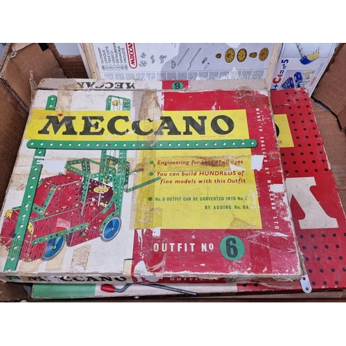 164 - Meccano: six vintage Meccano kits, to include Space 2501 and five others; together with a group of a... 