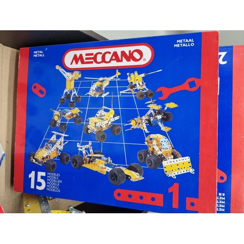 165 - Meccano: eight boxed modern Meccano kits, comprising Nos: 1; 2 (x2); 3; 6; together with Evolution 2... 