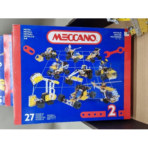 165 - Meccano: eight boxed modern Meccano kits, comprising Nos: 1; 2 (x2); 3; 6; together with Evolution 2... 