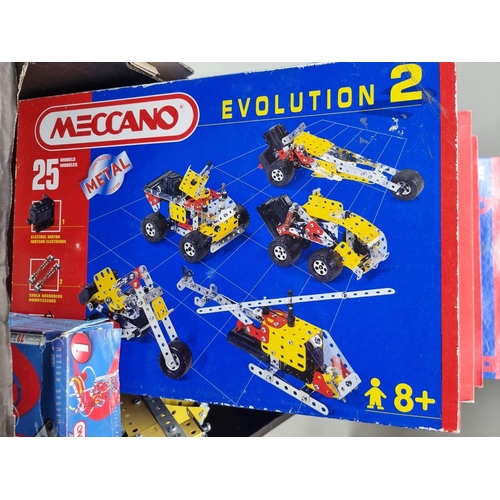 165 - Meccano: eight boxed modern Meccano kits, comprising Nos: 1; 2 (x2); 3; 6; together with Evolution 2... 