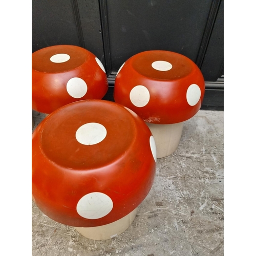 180 - A set of five vintage fibreglass  novelty children's 'toadstool' seats, on steel... 