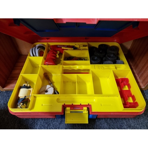 183 - Meccano: a large quantity in three drawer chest, Meccano carry case and wooden box.