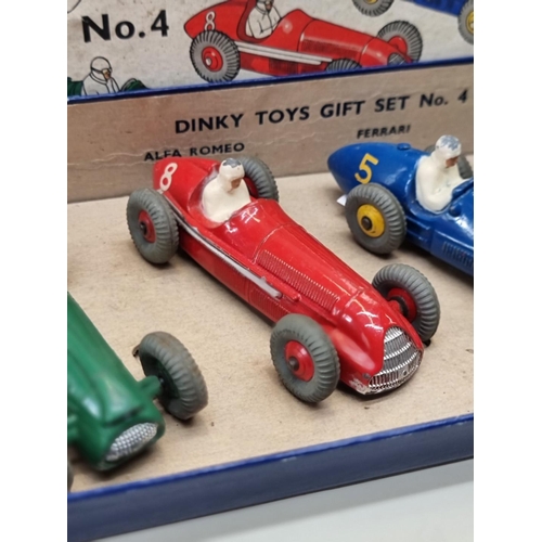 2 - Dinky: a No.4 Racing Cars Gift Set, in original box and in unrestored condition.... 