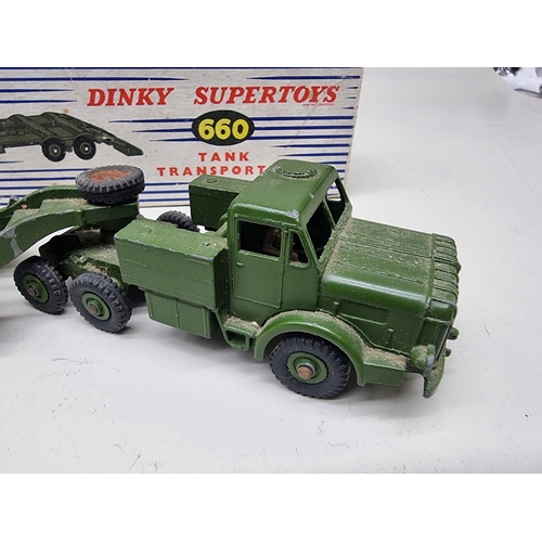 21 - Dinky Supertoys: a vintage Tank Transporter No.660, in original box; together with an  associated Ce... 