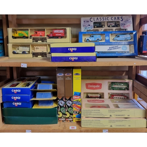 65 - Corgi: a collection of boxed vehicle sets, to include 'The Whitbread Collection'; and 'The Grocery S... 