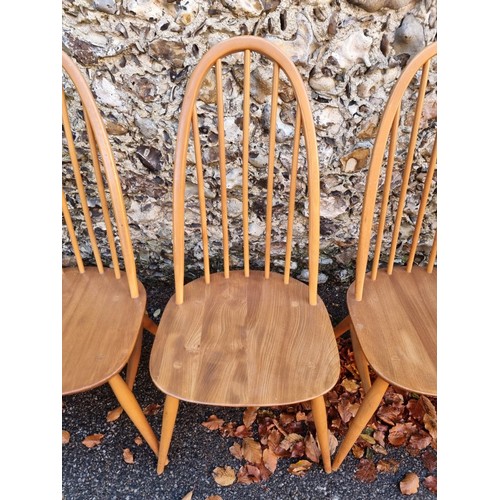 1010 - A set of six vintage Ercol 'Quaker' dining chairs, to include a pair of elbow chairs.... 