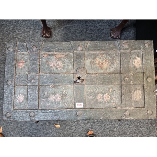 1070 - A 16th /17th century Armada chest, possibly Nuremberg, with floral painted decoration, 70cm wide.... 