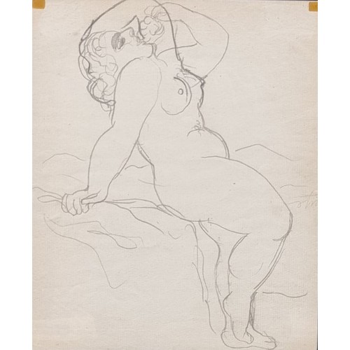 1565 - Rene Magritte, female nude with grapes, circa 1940s, two works, recto and verso, each pencil, 21 x 1... 