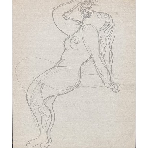 1565 - Rene Magritte, female nude with grapes, circa 1940s, two works, recto and verso, each pencil, 21 x 1...