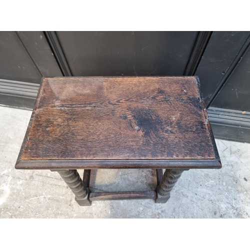 1014 - An oak joint stool, 46cm wide.