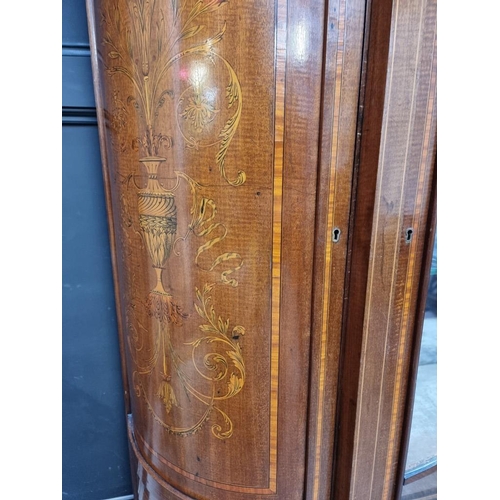 1055 - A good late Victorian mahogany and marquetry display cabinet, 136.5cm wide.