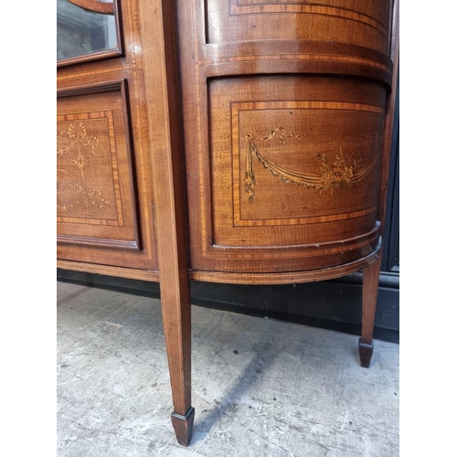 1055 - A good late Victorian mahogany and marquetry display cabinet, 136.5cm wide.