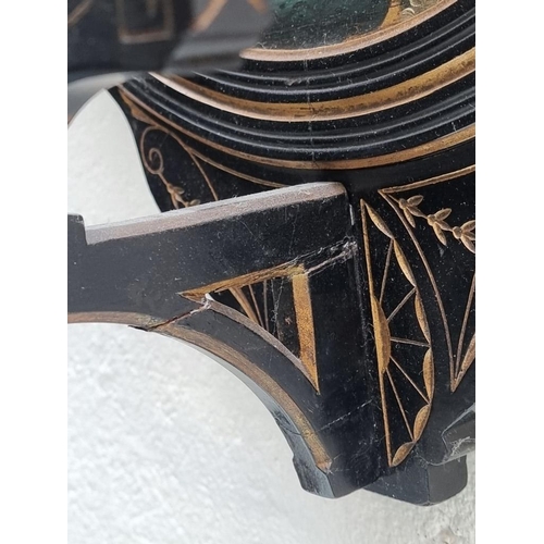 1089 - An Aesthetic ebonized and painted giltwood girandole, 83 x 49cm.