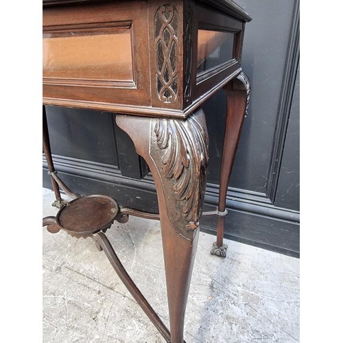 1115 - A good late Victorian mahogany and blindfret rectangular bijouterie table, 76cm wide.... 