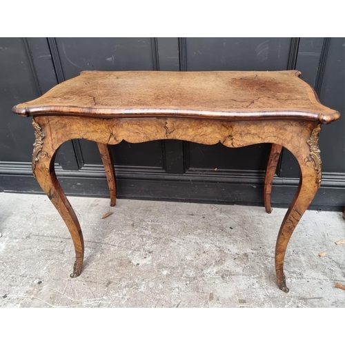 1116 - A good late 19th century, Louis XV style, burr walnut and crossbanded serpentine card table, with gi... 