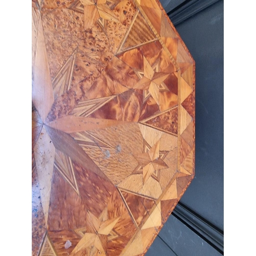 1118 - A rare 19th century New Zealand indigenous specimen wood parquetry octagonal tripod table, circa 187... 