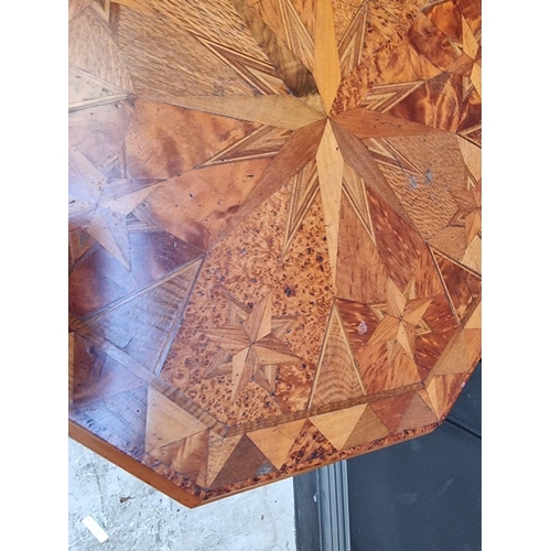 1118 - A rare 19th century New Zealand indigenous specimen wood parquetry octagonal tripod table, circa 187... 