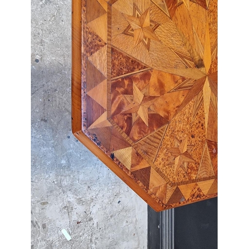 1118 - A rare 19th century New Zealand indigenous specimen wood parquetry octagonal tripod table, circa 187... 