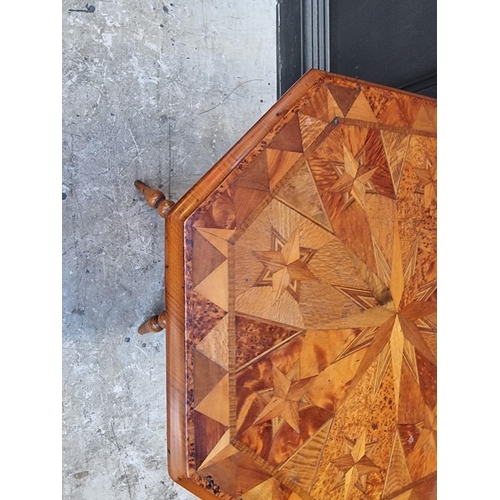 1118 - A rare 19th century New Zealand indigenous specimen wood parquetry octagonal tripod table, circa 187... 