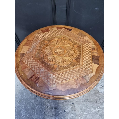 1119 - A rare 19th century New Zealand indigenous specimen wood parquetry circular tripod table, circa 1870... 