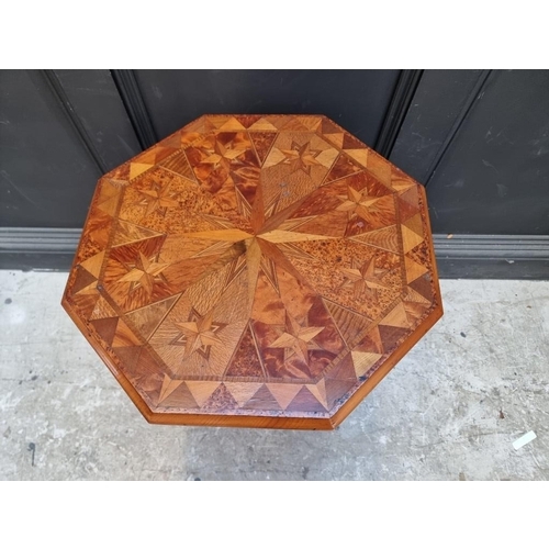 1118 - A rare 19th century New Zealand indigenous specimen wood parquetry octagonal tripod table, circa 187... 