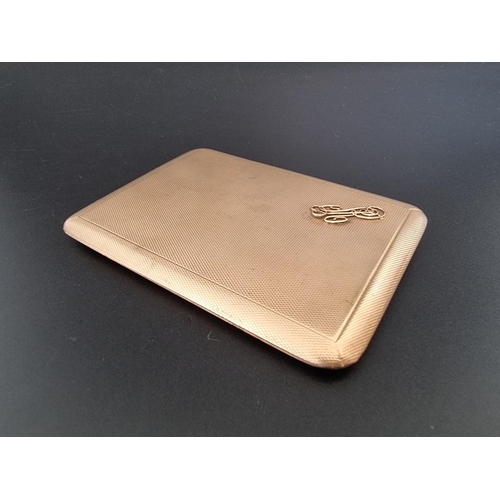 292 - An Asprey & Co engine turned 9ct gold cigarette case, London 1921, gross weight 136.7g.... 