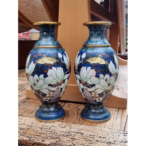 1153 - A mixed group of Oriental items, to include: a pair of cloisonne enamel vases, 21cm high. (13)... 