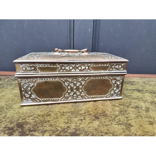 1198 - An Eastern brass casket, with fitted interior, 29cm wide.