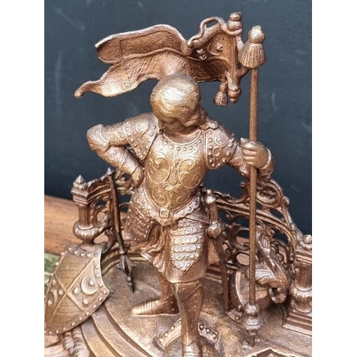 1204 - A gold painted spelter figure of Joan of Arc, 29cm high.