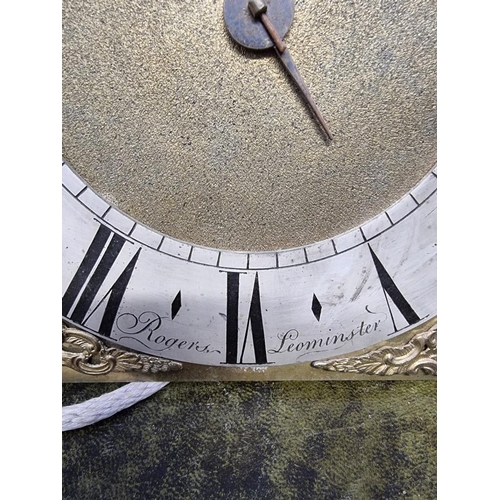 1212 - An 18th century brass 10in 30 hour longcase clock dial and movement, the silvered chapter ring inscr... 