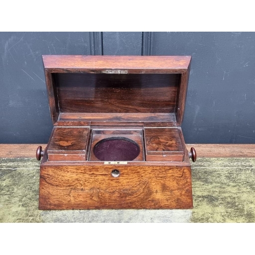 1217 - An early Victorian rosewood sarcophagus tea caddy, 33cm wide. 