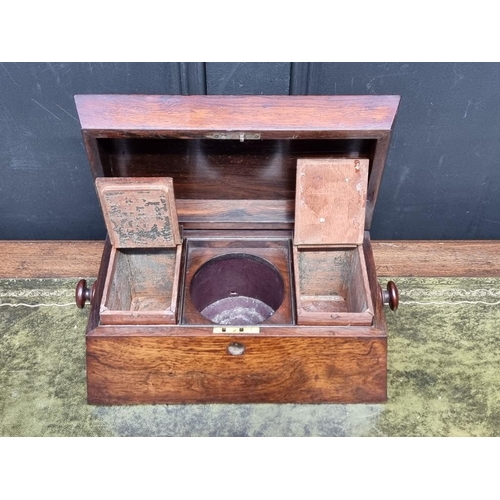 1217 - An early Victorian rosewood sarcophagus tea caddy, 33cm wide. 