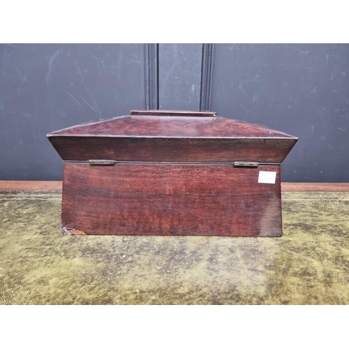 1217 - An early Victorian rosewood sarcophagus tea caddy, 33cm wide. 