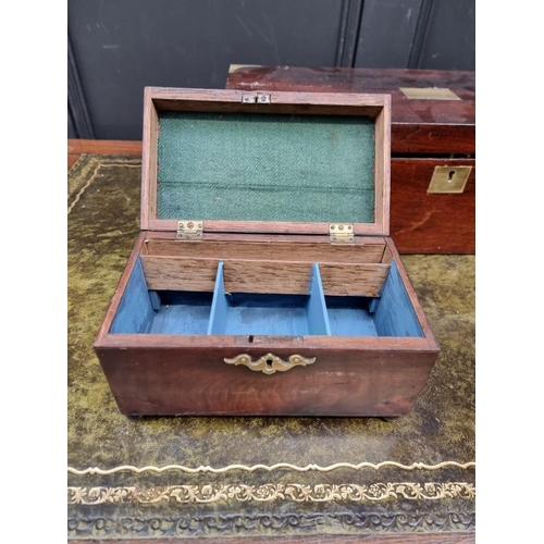 1223 - A group of four antique mahogany boxes and caddies, largest 51cm wide. 