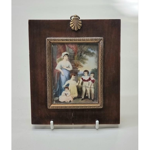 1449 - English School, early 19th century, portrait miniature of a mother and four children, on ivory, 8.2 ... 