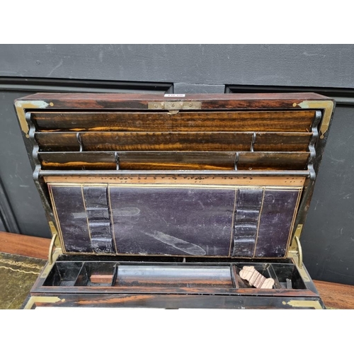 1038 - A good Victorian figured walnut and brass bound writing box, with coromandel interior, 45.5cm wide, ... 
