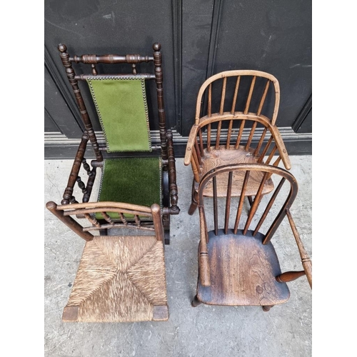 1236 - Five various antique child's chairs, to include: an ash and elm Windsor armchair. (5)... 